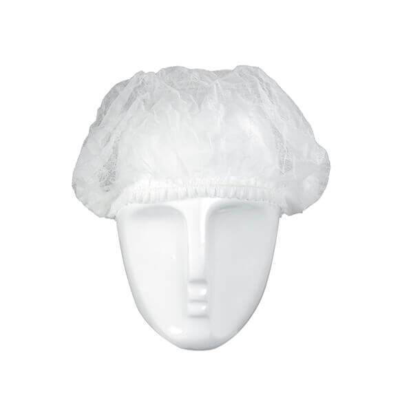 Vienreizlietojamas gofrētas cepurītes, balta (100gab) - Image 1