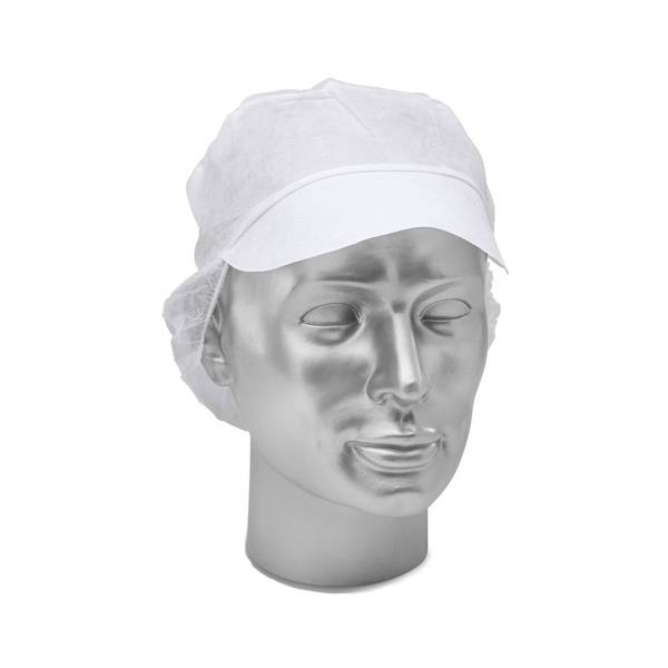 Vienreizējās lietošanas vāciņi ar knābi īsiem matiem, balti (100 gab) - Image 1