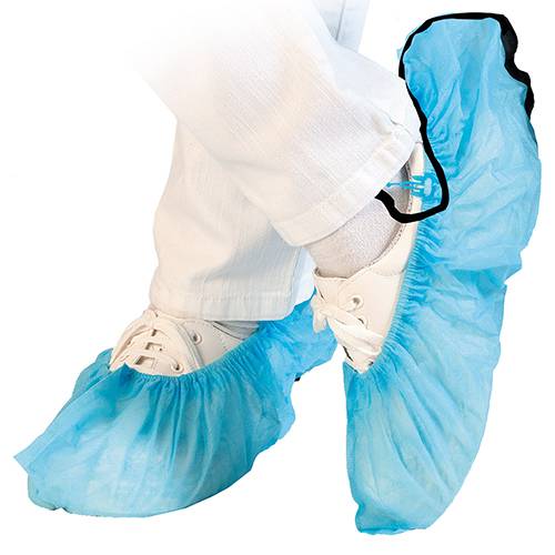 Vienreizlietojamie apavi Hygomat dozatoriem PP 48x15 cm, ar ESD (antistatisku) lenti, zilā krāsā, 100 gab. - Image 1