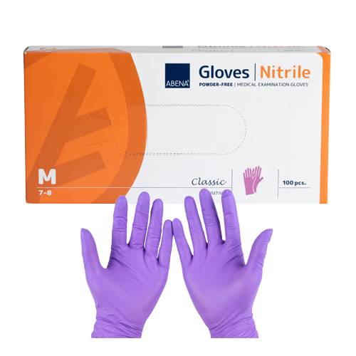 Abena vienreizlietojamie nitrila cimdi, purpursarkani, S/M/L/XL (100gab.) - Image 1