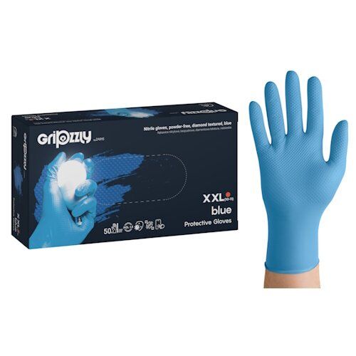 Zarys Gripzzly nitrila vienreizējās lietošanas cimdi, īpaši izturīgi, 8 g, zili, S/M/L/XL/XXL, (50 gab.) - Image 1