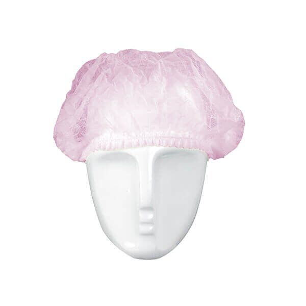 Vienreizlietojamas gofrētas cepurītes, rozā (100gab) - Image 1