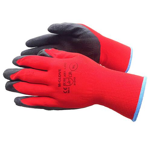 Trikotāžas cimdi, pārklāti ar melnu lateksu (12 pāri) - Image 1