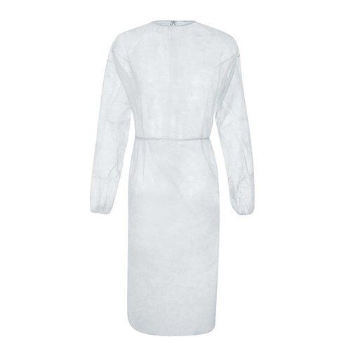 Medicīniskais halāts no PP, ar aprocēm, sasienams aizmugurē, 25 g/m², balts (1 gab) - Image 1