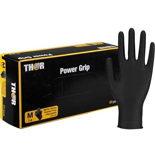 Abena THOR Power Grip vienreizlietojamie nitrila cimdi, ļoti izturīgi, 6.5g, melni S/M/L/XL (50 gab.) - Image 1