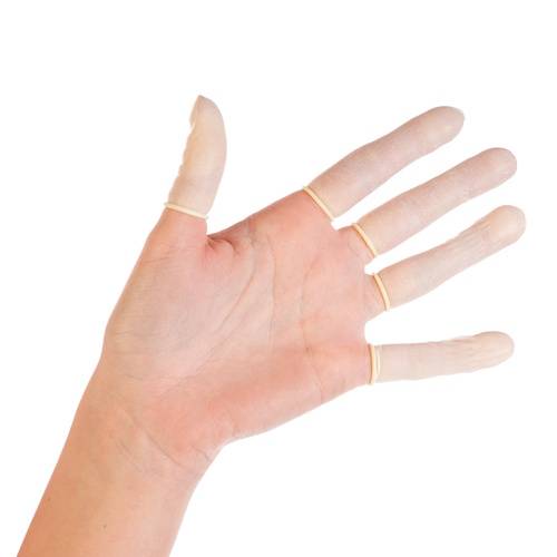 Lateksas vienreizējās baltas aizsargpirkstes (necaurlaidīgas), 7 cm, (100 gab.) - Image 1