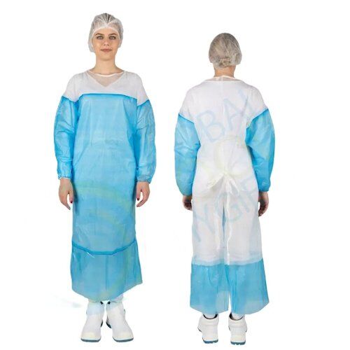 Vienreizējais aizsargvēdrs KOSMO PP/PE ar saitēm, zila/balta, XXL, (1 gab.) - Image 1