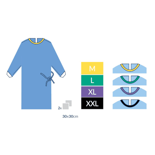 Ķirurģiskais halāts ALPHAtex ar 2 absorbējošiem dvieļiem, sterils - Image 1