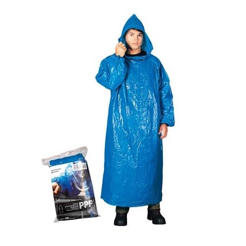 raincoatpe.jpg Aizsargvēdrs lietusgāzēm no polietilēna PPF, 130x78 cm, zila, (1 gab.) - Image 1