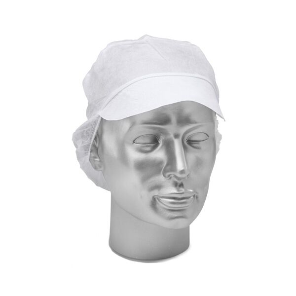 snd1 Vienreizējās lietošanas vāciņi ar knābi īsiem matiem, balti (100 gab) - Image 1