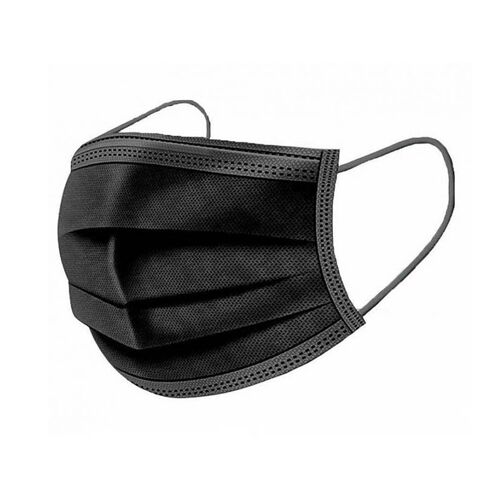 Vienreizlietojamās trīsslāņu sejas maskas, melns (50gab) - Image 1