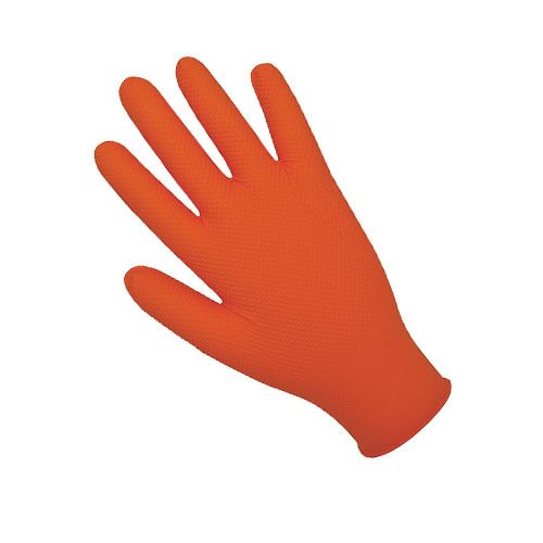 Finite orange Grip Polyco vienreizlietojamie nitrila cimdi, Finite orange Grip GL201, īpaši spēcīgi, 8,5g, oranži, M/L/XL (90-100gab.) - Image 1