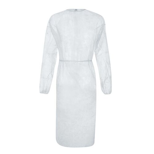 Elastingi rankogaliai Medicīniskais halāts no PP, ar aprocēm, sasienams aizmugurē, 25 g/m², balts (1 gab) - Image 1