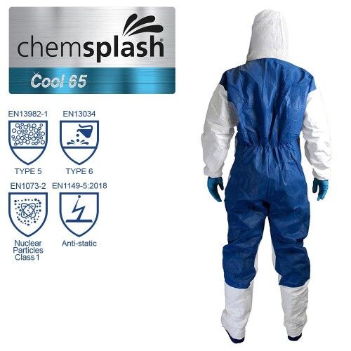 2510-CHEMSPLASH-COOL_1-TOP-500x500-1.jpg Vienreizlietojamais elpojošais muguras kombinezons Chemsplash Cool 67 2510, 5/6, balts, M - Image 1