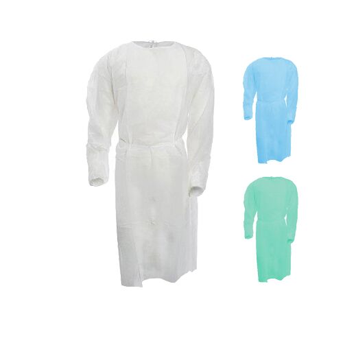 Medicīniskais halāts no polipropilēna (PP), sasienams, 16 g/m², balts/zaļš/zils (1 gab.) - Image 1
